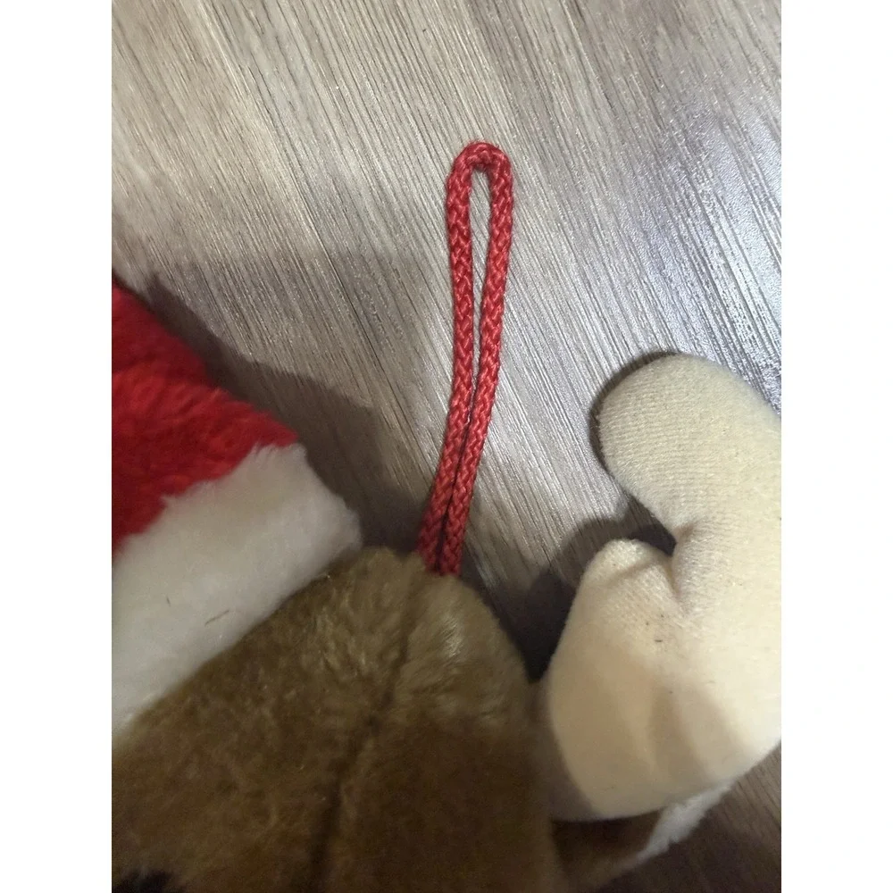 Vtg Christmas Stocking 3D Reindeer/Moose Plush Fuzzy‎ Red Nose 26